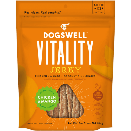 Dogswell Vitality Jerky Treats, Chicken Mango