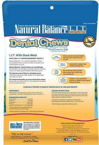 Natural Balance LIT with Grain Free  Duck Meal Dental Dog Chew