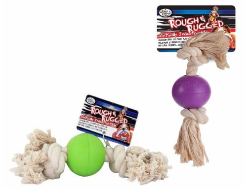 Four Paws Rough & Rugged Tough Ball & Cotton Rope Tug Dog Toy