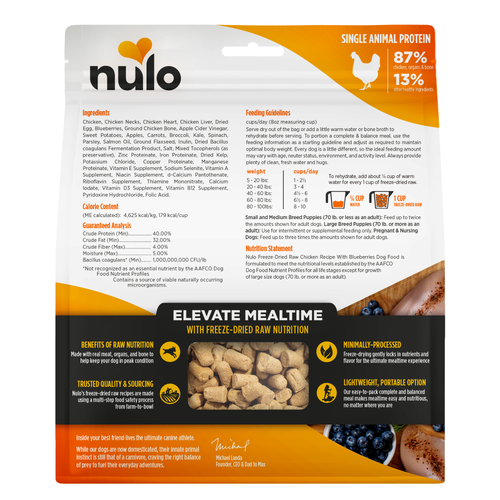 Nulo Freeze-Dried Raw Chicken Recipe with Blueberries for Dogs